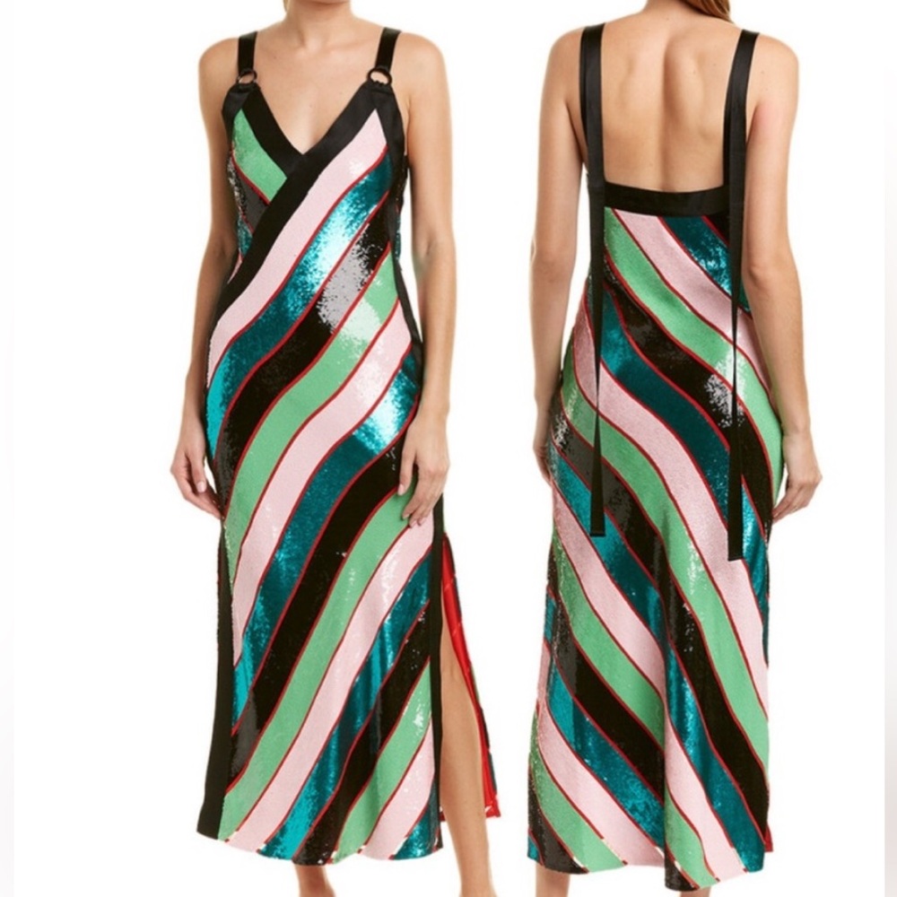 Diane Von Furstenberg one-of-a-kind D-Ring Crossover Sequins & Silk Dress